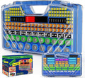 Battery Organizer Storage Holder Box Case with Tester, New Ultra-Large 285+Batteries Double-Sided Variety Pack, Holds AA AAA 4A C D 9V 3V Button Cell Lithium18650 CR2 CR123 CR1632 LR44 (Blue)