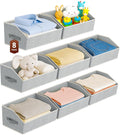 Large Closet Organizers and Storage Bins - 8 Pack Trapezoid Storage Baskets for Shelves, Foldable Fabric Baskets with Handles Ideal for Closet, Basket, Wardrobe and Shelf Storage, Light Grey