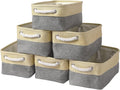 TcaFmac Organization and Storage Bins for Shelves - Small 6 Pack 12x8x5.2 inch Collapsible Storage Basket for Organizing, Fabric Storage Cubes for Gifts Empty for Toy Books (Gold & Grey)