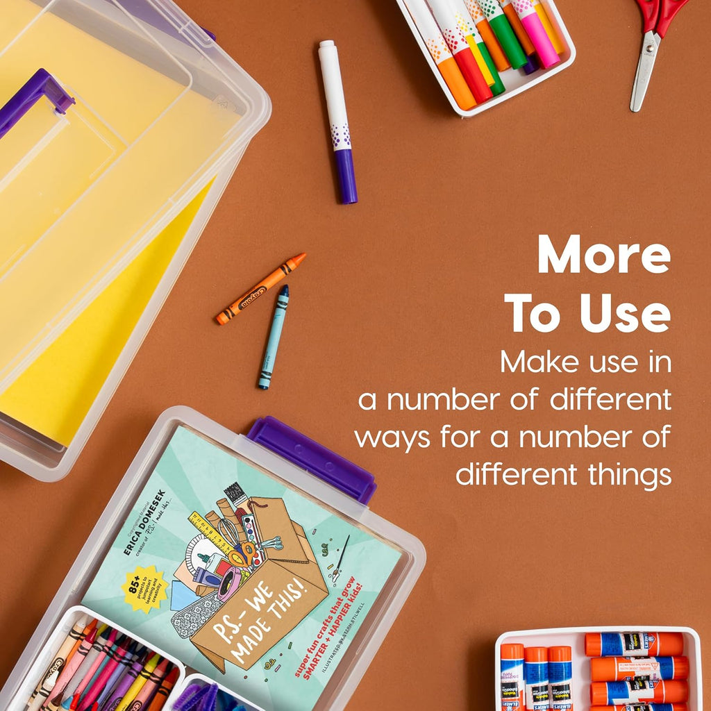 IRIS USA 9 Qt. Plastic Craft Storage Container Bins with Lids, 1 Pack, Small Art & Office Supply Organizer Tote, Sensory Bins & Boxes for Home & University, Latchable, Stackable, Portable, Clear