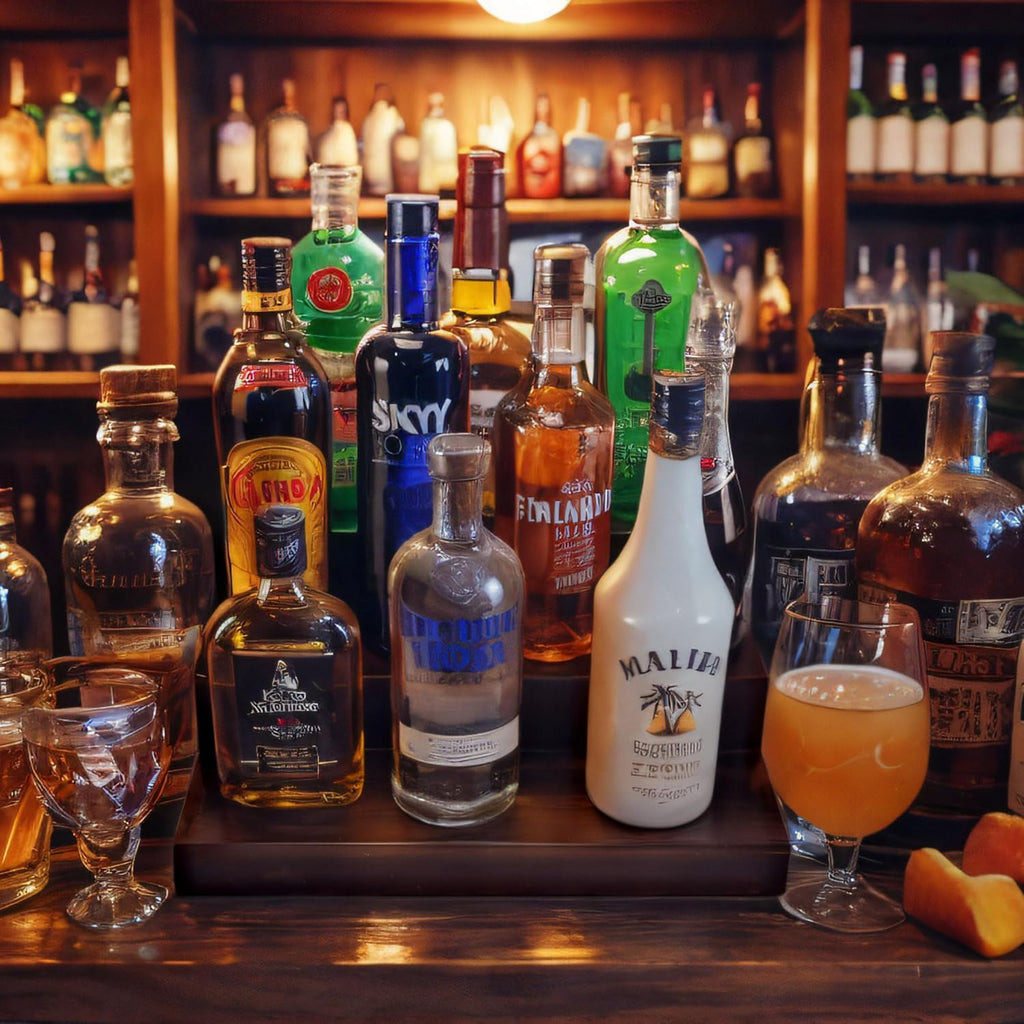 BARsics 3 Tiered Walnut Wood Liquor Bottle Shelf, Back Bar Riser Display 15x12x6 inch