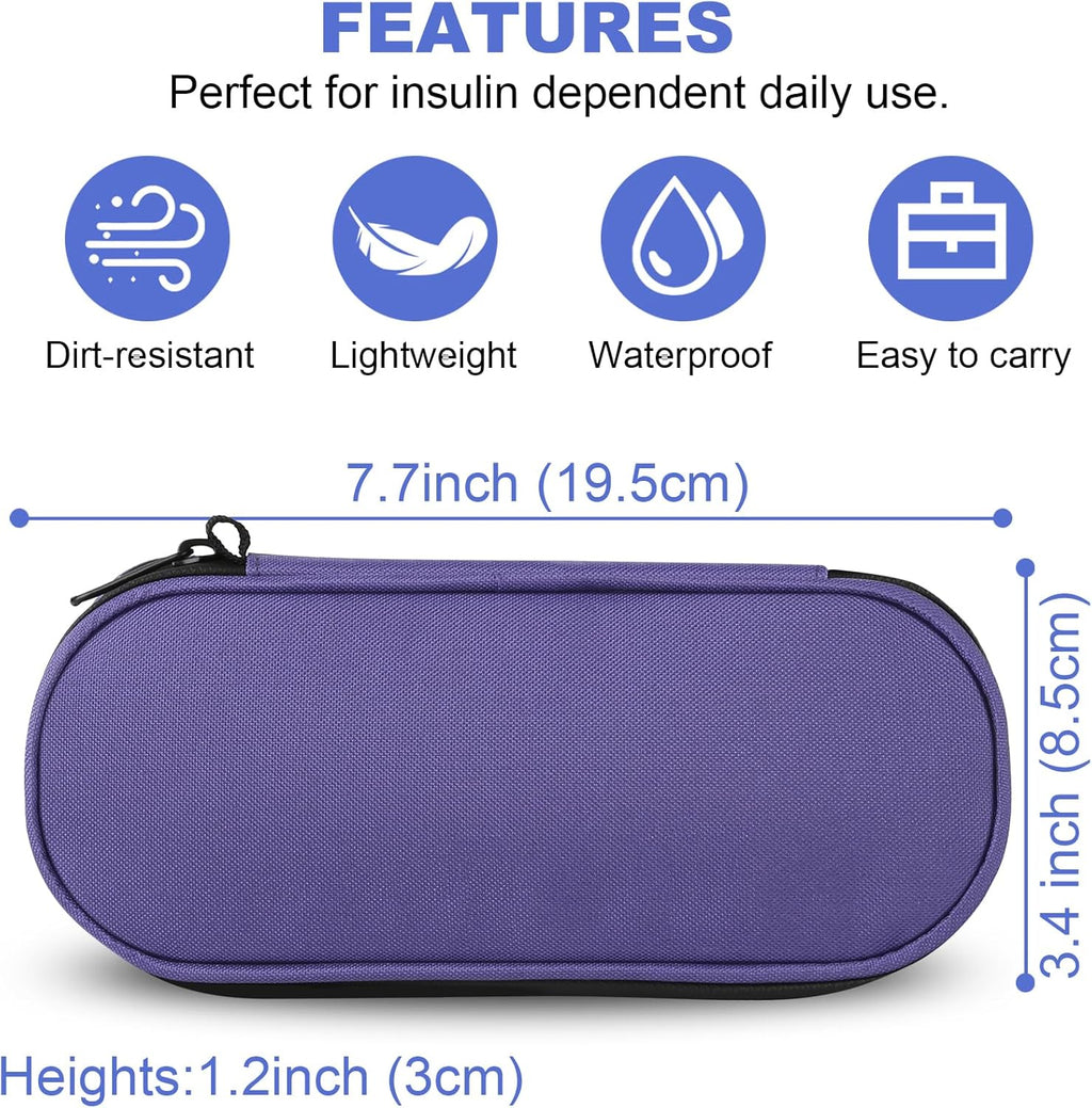 Insulin Pen Cooler Travel Case with TSA Approved Ice Packs,Diabetic Medication Insulated Cool Organizer,Insulin Pen and Other Diabetic Supplies, for the Daily Life and Trip Purple