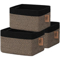 COMFY-HOMI 3PACK Cotton Rope Square Basket with Handles for Shelves|Dog Toy Bin and Storage|Baby Gift|Shoe Organizer|New 13.5" x 11" x 9.5" for Living Room (Black/Jute)