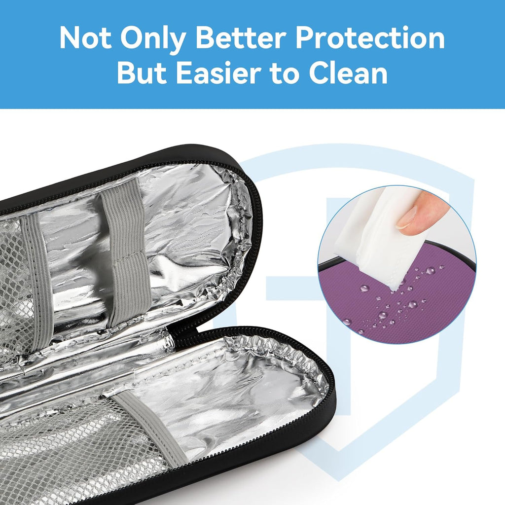 Insulin Travel Case Diabetic with 2 Reusable Ice Packs for Insulin Pen and Other Diabetic Supplies, Insulin Cooler Travel Case for The Daily Life and Trip, Purple with Gray