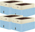 BALEINE 4 Pack Fabric Storage Bins for Shelves, Linen Storage Baskets for Organizing, Decorative Closet Bins for Clothes, Home (Skyblue, 17''x13''x10.5'')