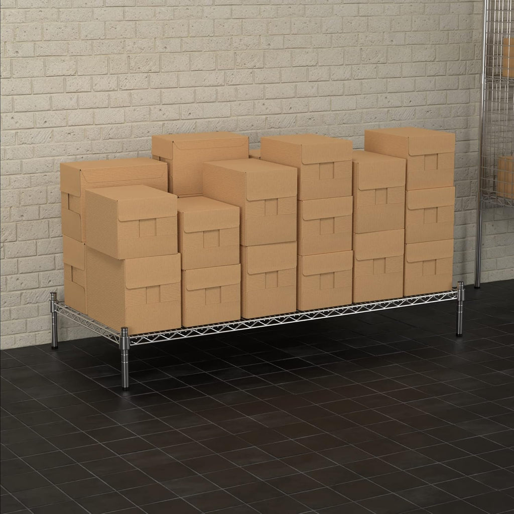 24" x 54" NSF Chrome Wire Stationary Dunnage Storage Rack with 8" Posts, Ideal for Commercial Kitchen, Home, Garage, Warehouse, Shelters