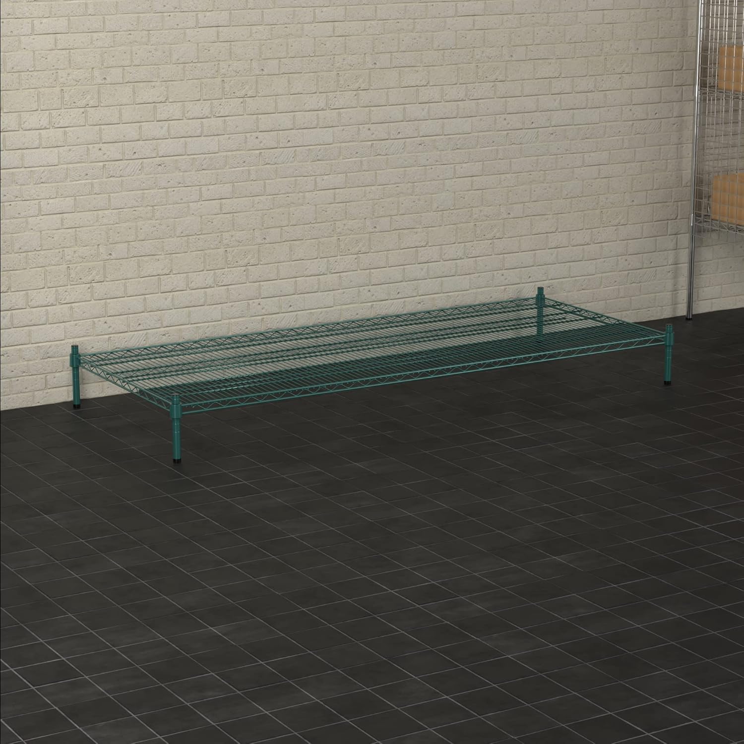 30" x 72" NSF Green Wire Stationary Dunnage Storage Rack with 8" Posts Ideal for Commercial Kitchen Home Garage Warehouse Shelters