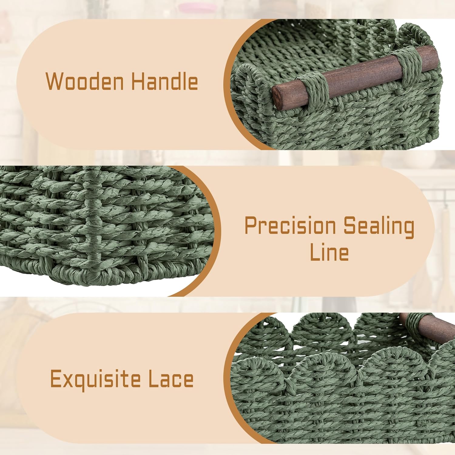 Storage Basket Wicker Baskets for Organizing Toilet Paper Storage Basket for Toilet Tank Top,Green