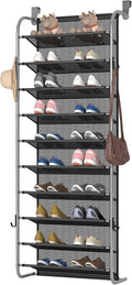 10 Tier Shoe rack Hanging Shoe Storage the door shoe rack for Closet Pantry Over The Door Shoe Organizer Wall Floating Shelves (Gray, 10 Tier)
