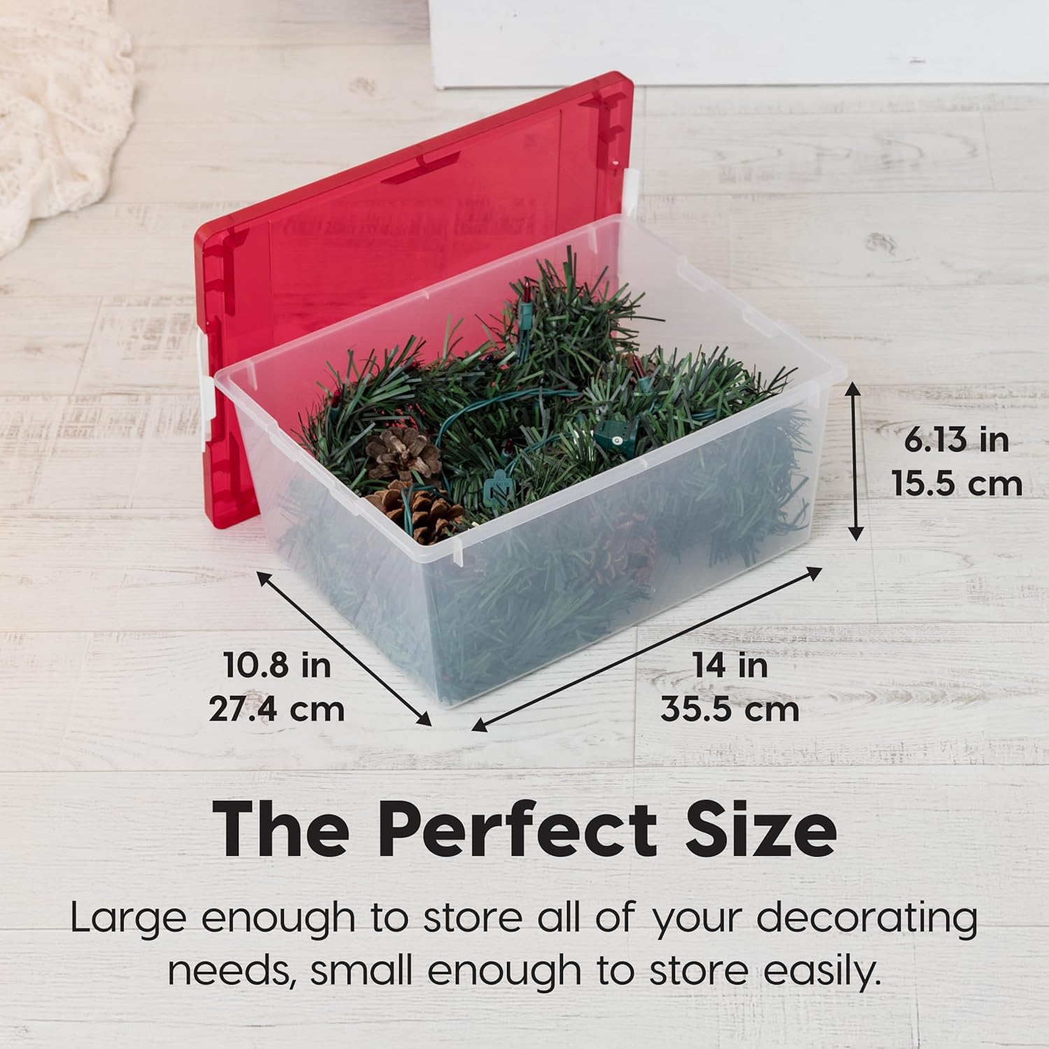 IRIS USA 12 Qt. Plastic Storage Bins Containers with Lids, 4 Pack, Sensory Bin, Craft Storage, Craft Organizers and Storage, Organizing Container for Home, Office School Supplies, Stackable, Clear/Red