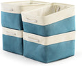 TcaFmac Storage Basket for Organizing - Large 4 Pack Fabric Storage Bins Baskets for Shelves with Ropes, Collapsible Storage Cubes for Closet Toy (White & Green16x12x8 inch)