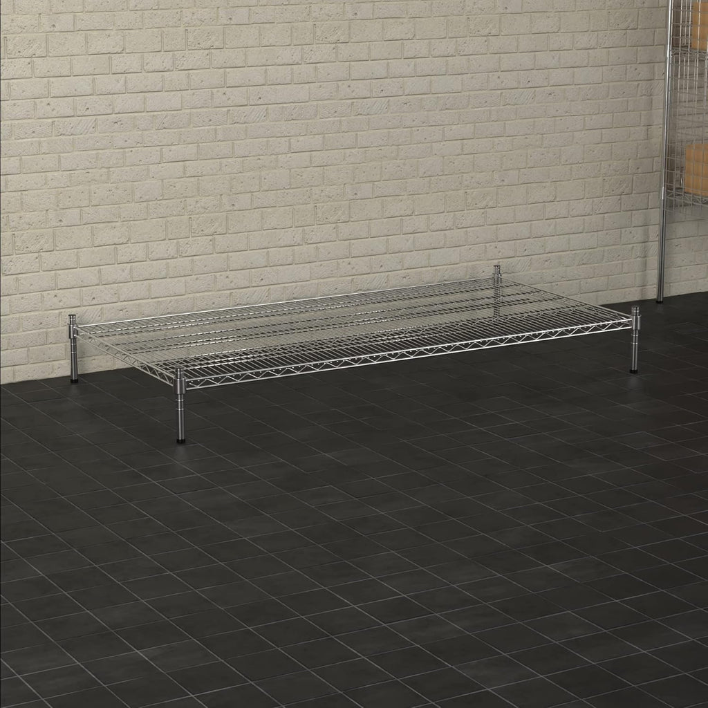 30" x 60" NSF Chrome Wire Stationary Dunnage Storage Rack with 8" Posts, Ideal for Commercial Kitchen, Home, Garage, Warehouse, Shelters
