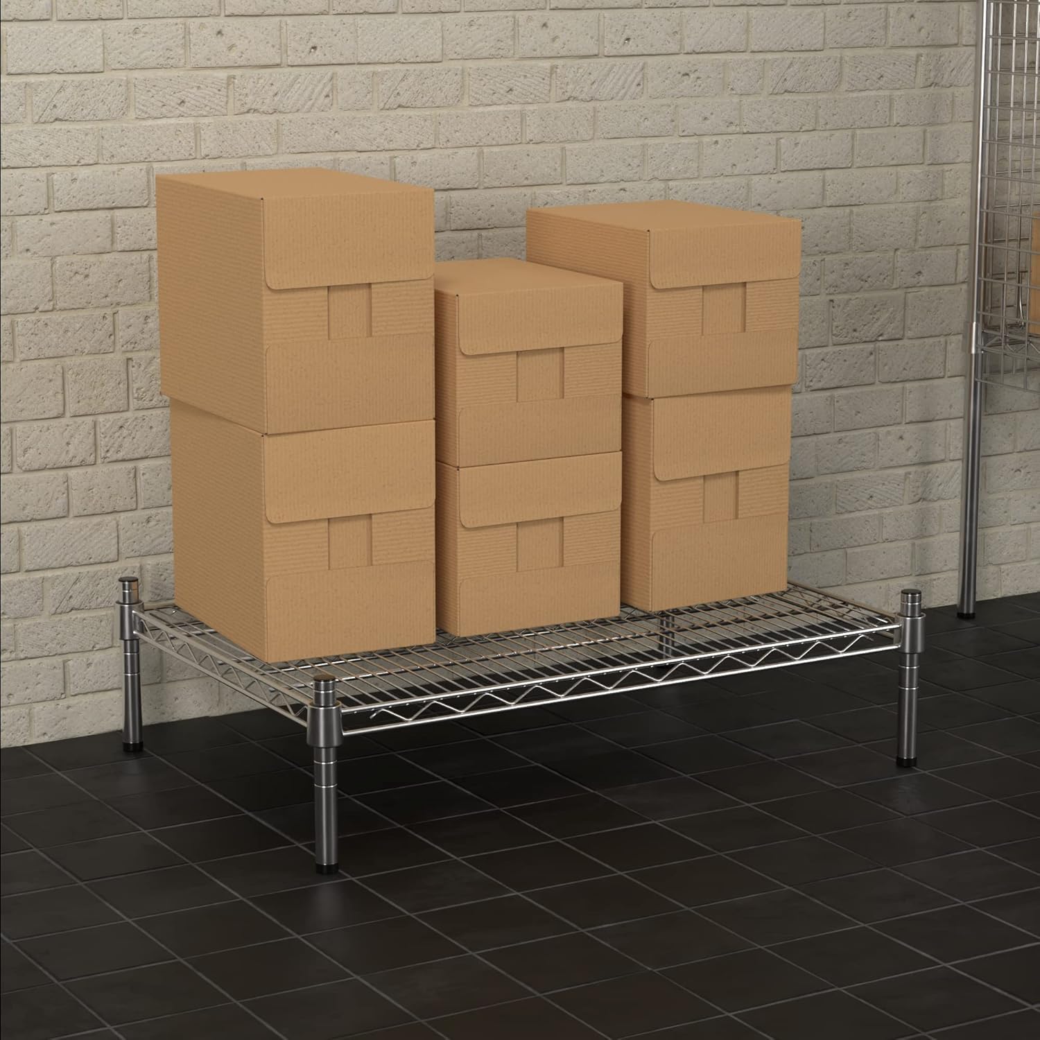 21" x 30" NSF Chrome Wire Stationary Dunnage Storage Rack with 8" Posts, Ideal for Commercial Kitchen, Home, Garage, Warehouse, Shelters