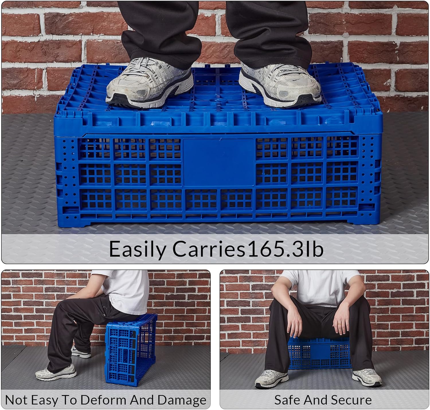 Collapsible Storage Crates, 52 Liter Heavy Duty Foldable Plastic Crates , Storage Baskets and Bins 23.6" L x 15.7" W x 8.6" H Stackable Dairy Milk Crates for Office, Home, Toy Storage