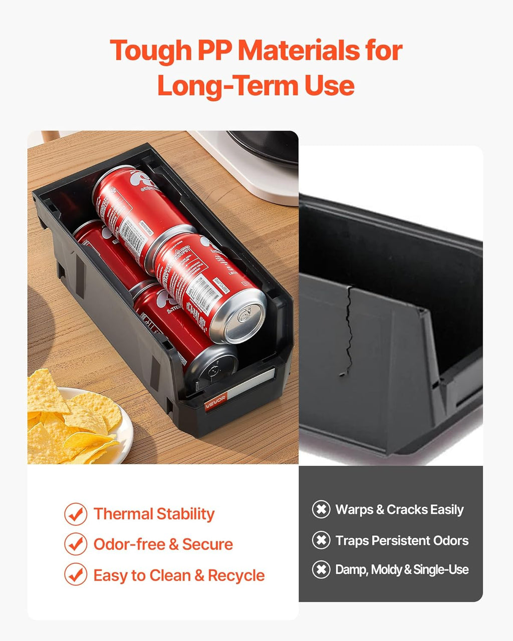 VEVOR Plastic Stackable Storage Bins, 10.9 x 5.5 x 5.1 inch (8 Pack), Plastic Containers for Organizing and Storage Bins for Closet, Garage, Small Parts, Office Supplies and Other Accessories, Black