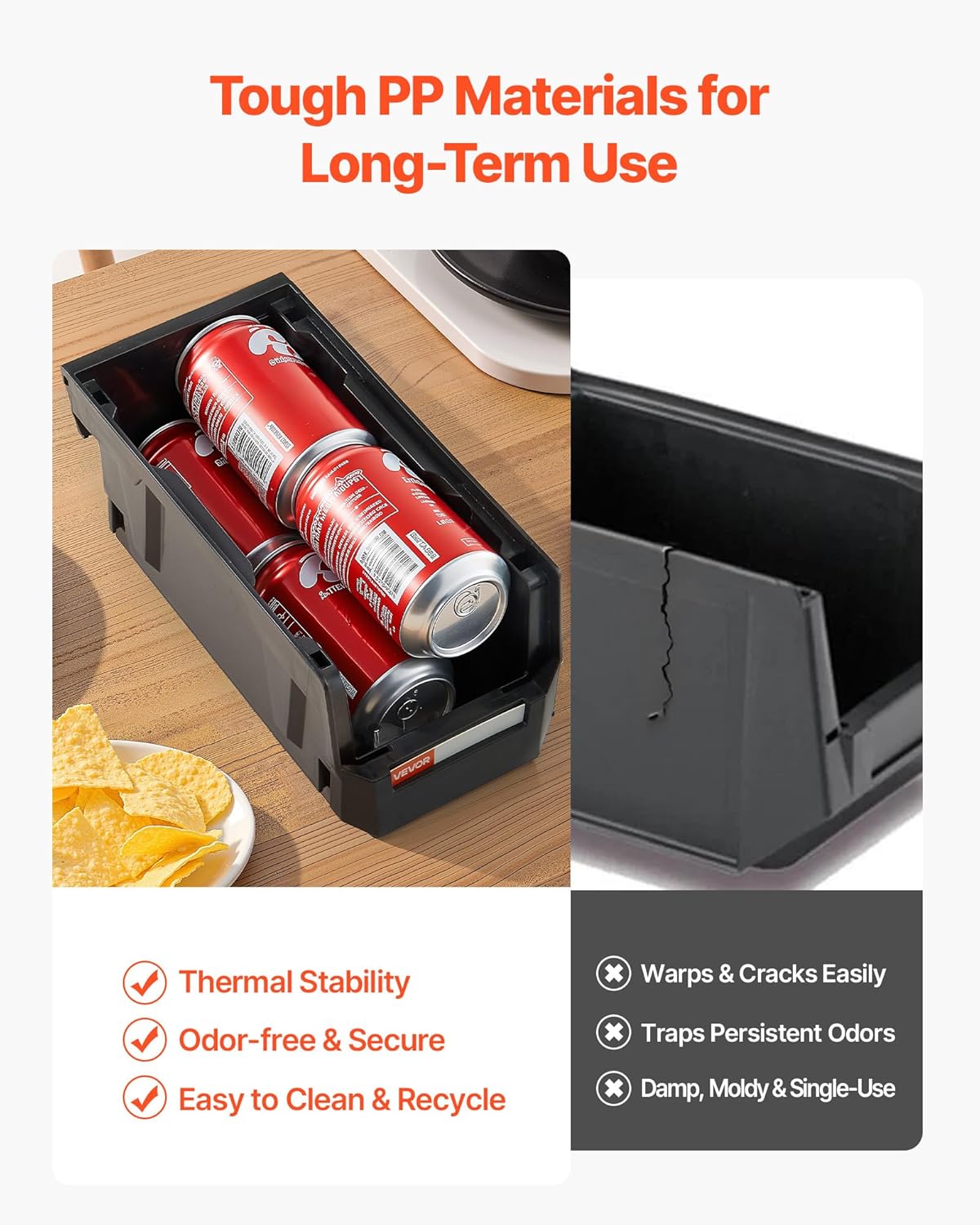 VEVOR Plastic Stackable Storage Bins, 10.9 x 5.5 x 5.1 inch (8 Pack), Plastic Containers for Organizing and Storage Bins for Closet, Garage, Small Parts, Office Supplies and Other Accessories, Black