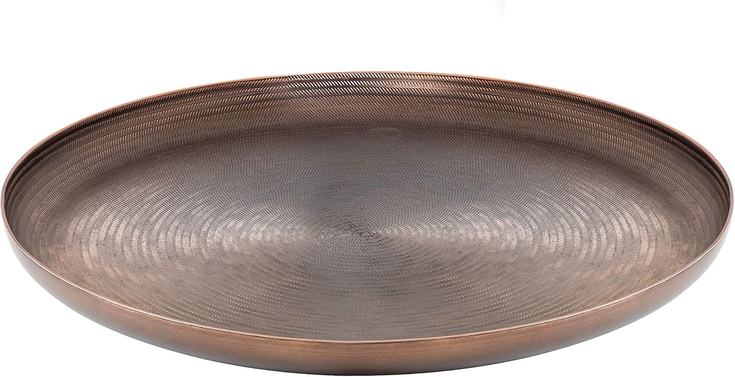 Kate and Laurel Stovring Mid-Century Round Metal Tray, 16 Inch Diameter, Bronze, Modern Tray for Serving, Storage, and Display