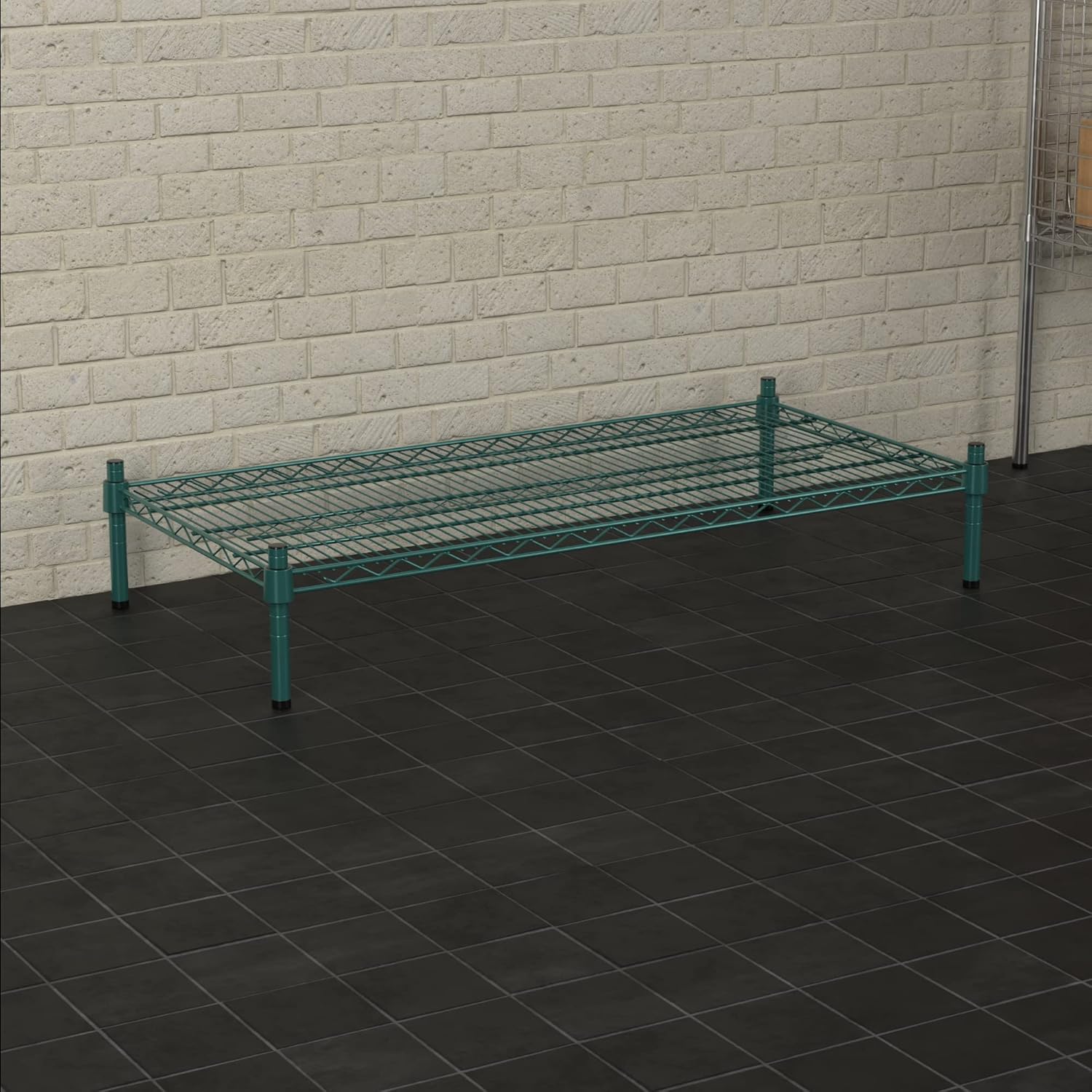 21" x 42" NSF Green Wire Stationary Dunnage Storage Rack with 8" Posts Ideal for Commercial Kitchen Home Garage Warehouse Shelters