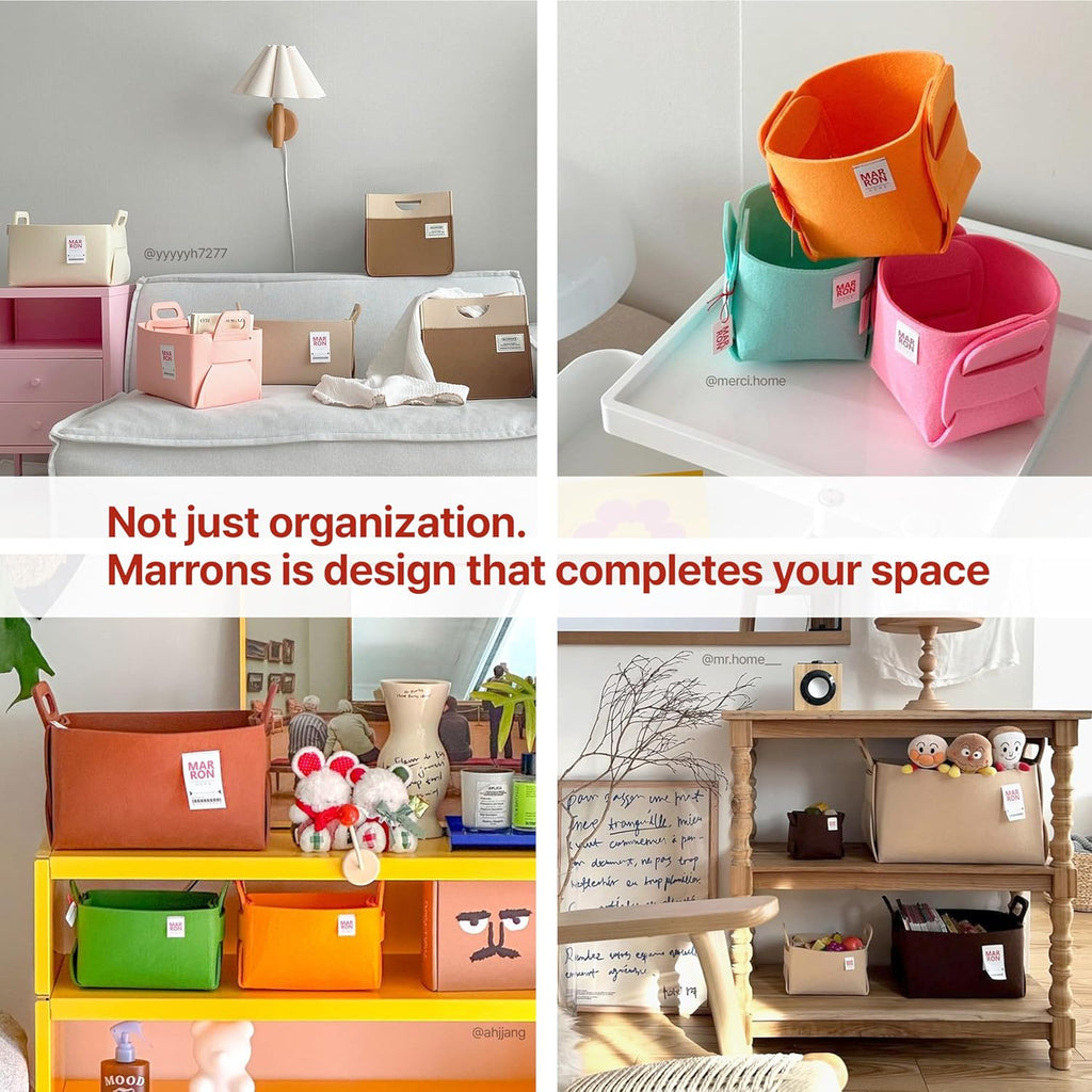 Collapsible Felt PINK Storage Bin Medium 11"x7.1"x7.1" – Foldable Basket with Handles for Closet, Toy Storage, Laundry Room Organization, Decorative Storage Bins for Shelves, Cube Storage