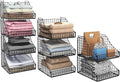 4-Pack Stackable Wire Baskets for Closet Organizers and Storage, Open Storage Bins for Clothes, Toys, and Snacks - Rustic Metal Closet Organizer and Shelves in Black