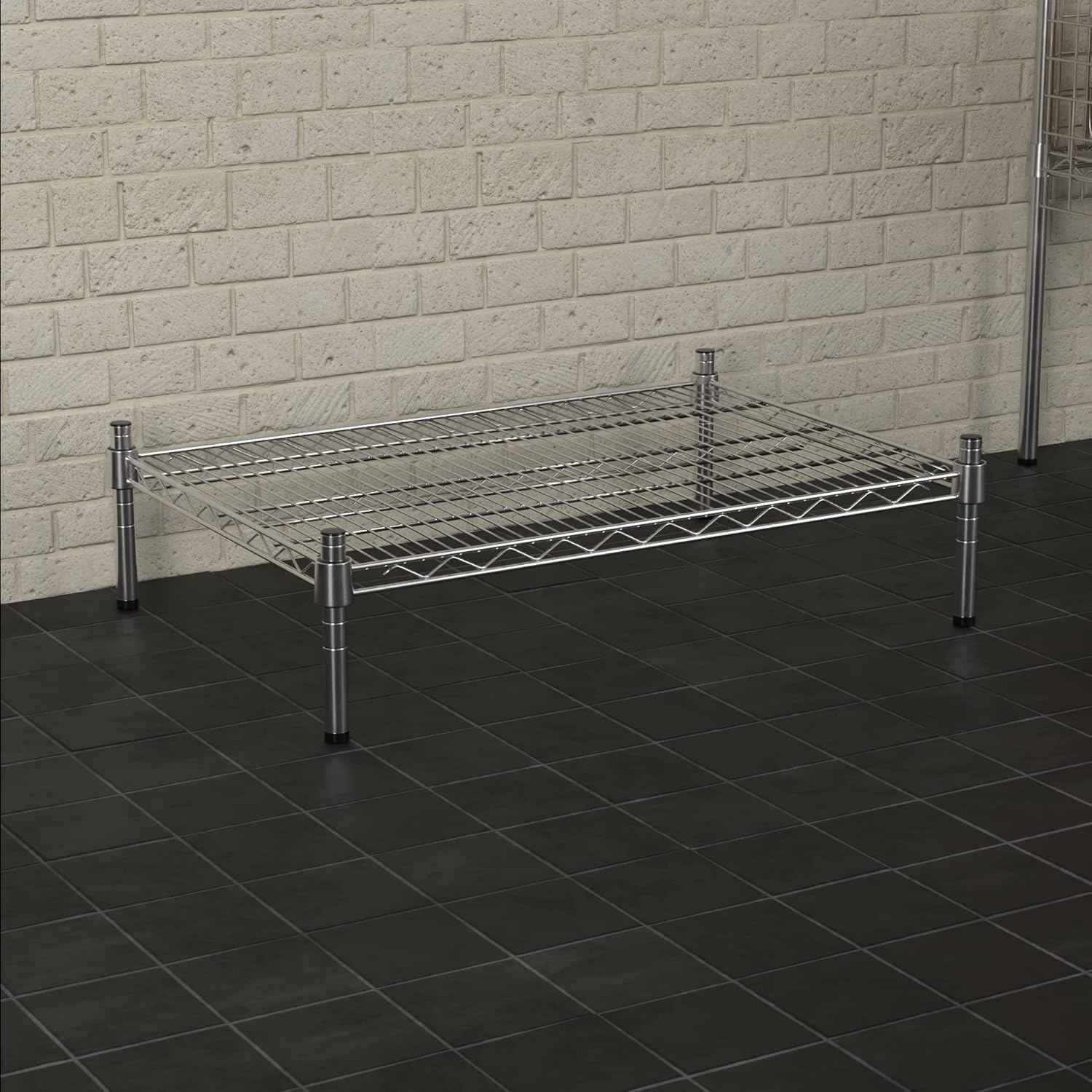 21" x 30" NSF Chrome Wire Stationary Dunnage Storage Rack with 8" Posts, Ideal for Commercial Kitchen, Home, Garage, Warehouse, Shelters