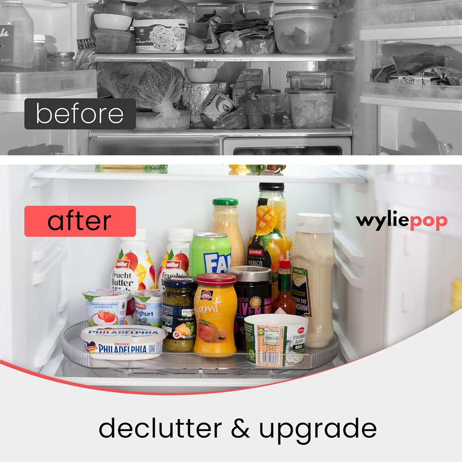 Lazy Susan for Refrigerator - 360° Turntable Refrigerator Organizer and Storage Tray for Fridge, Cabinet & Pantry - Large, Premium Rectangle Lazy Susan (16.5"x11.5"x1.5")