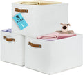 OrganiHaus Large Fabric Storage Baskets for Shelves 3 Pack, 15x11in Closet Storage Bins for Shelves, Canvas Baskets for Organizing, Linen Closet Organizers, Cloth Basket, Off-White