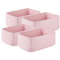 4 Pack Small Storage Shelf Baskets for Organizing, Mini Woven Rope Storage Bins for Towels, Cute Decorative Closet Organizer，Baby Nursery, Gift Empty Baskets -11.81''Lx7.87''Wx4.72''H-Pink