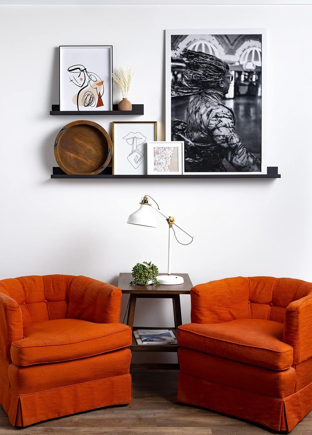 Infinite Design 36" Metal Floating Wall Shelf | Modern Black Powder-Coated Steel Ledge, Made in USA | Wall-Mounted Shelf for Living Room, Kitchen, Bathroom, Bedroom or Office