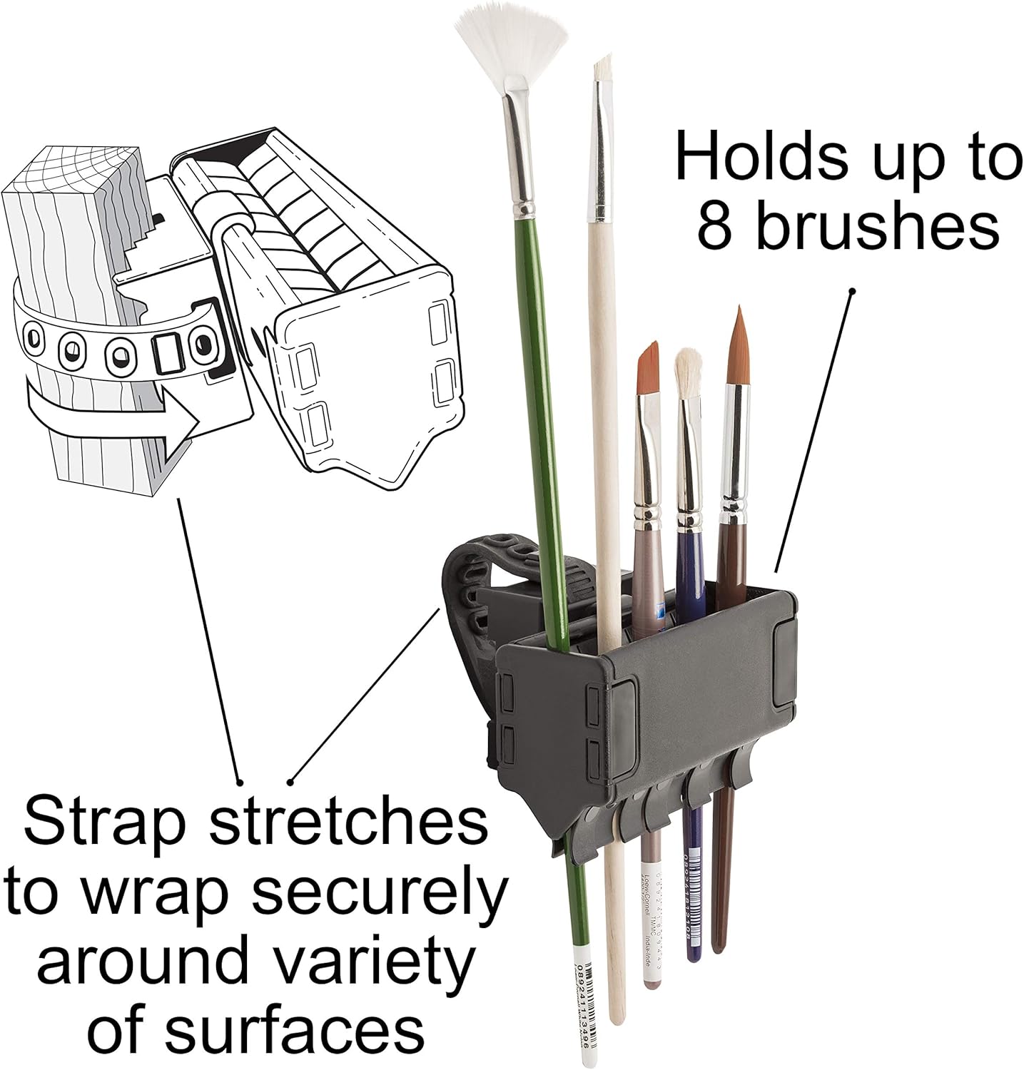 Easy To Use Products Brush Grip Paintbrush Holder and Drying Rack/Caddy, Painting Supplies (Black)