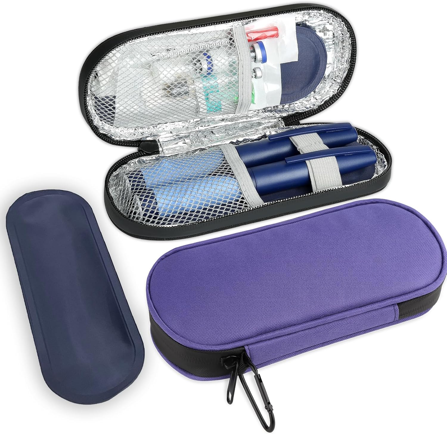 Insulin Pen Cooler Travel Case with TSA Approved Ice Packs,Diabetic Medication Insulated Cool Organizer,Insulin Pen and Other Diabetic Supplies, for the Daily Life and Trip Purple