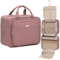 NISHEL Travel Toiletry Bag for Women, Makeup Essentials Organizer, Hanging Case for Accessories, Cosmetics, Large Size, Rosewood-Pink