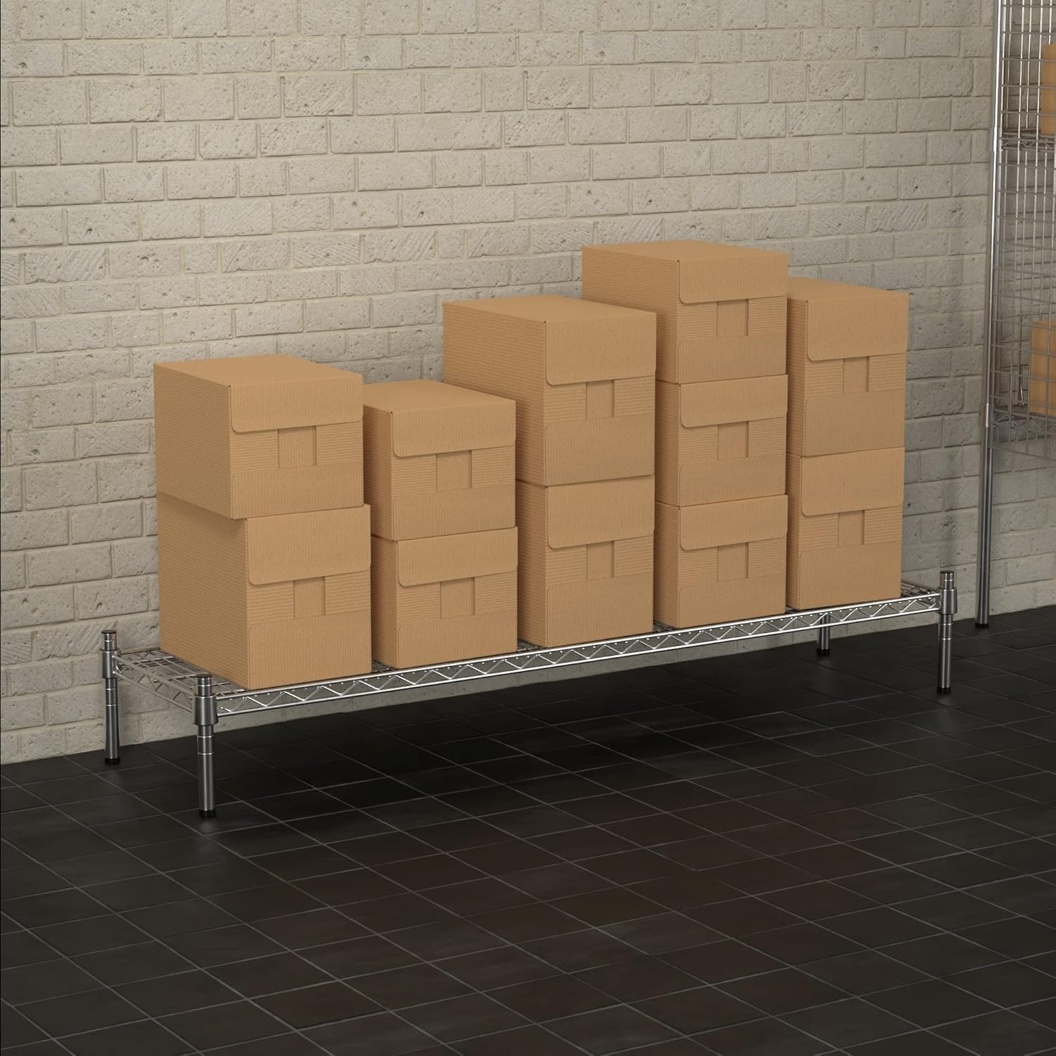 14" x 54" NSF Chrome Wire Stationary Dunnage Storage Rack with 8" Posts, Ideal for Commercial Kitchen, Home, Garage, Warehouse, Shelters