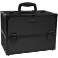 SHANY Essential Pro Makeup Train Case Cosmetic Box Portable Makeup Case Cosmetics Beauty Organizer Jewelry storage with Locks, Multi Compartments Makeup Box and Shoulder Strap - All Black