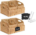 Wicker Baskets for Organizing,Pantry Baskets with Built-in Handles, Handwoven Wicker Storage Basket, Water Hyacinth Storage Bins for Shelves, 3 Pack, Natural 2 Set