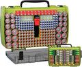 ALCYON Large Capacity 269 Battery Organizer Storage Case with Tester, Double-Side Battery Holder Container for AA AAA AAAA C D 9V Lithium 3V CR123 CR1632 18650 Batteries(Box Only) (Lighting Green)