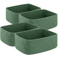 4 Pack Small Storage Shelf Baskets for Organizing, Mini Woven Rope Storage Bins for Towels, Cute Decorative Closet Organizer，Baby Nursery, Gift Empty Baskets -13''Lx8.66''Wx5.11''H-Green