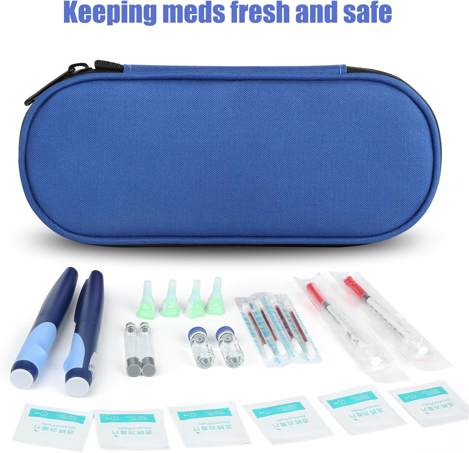 Insulin Pen Cooler Travel Case with TSA Approved Ice Packs,Diabetic Medication Insulated Cool Organizer,Insulin Pen and Other Diabetic Supplies, for the Daily Life and Trip Blue