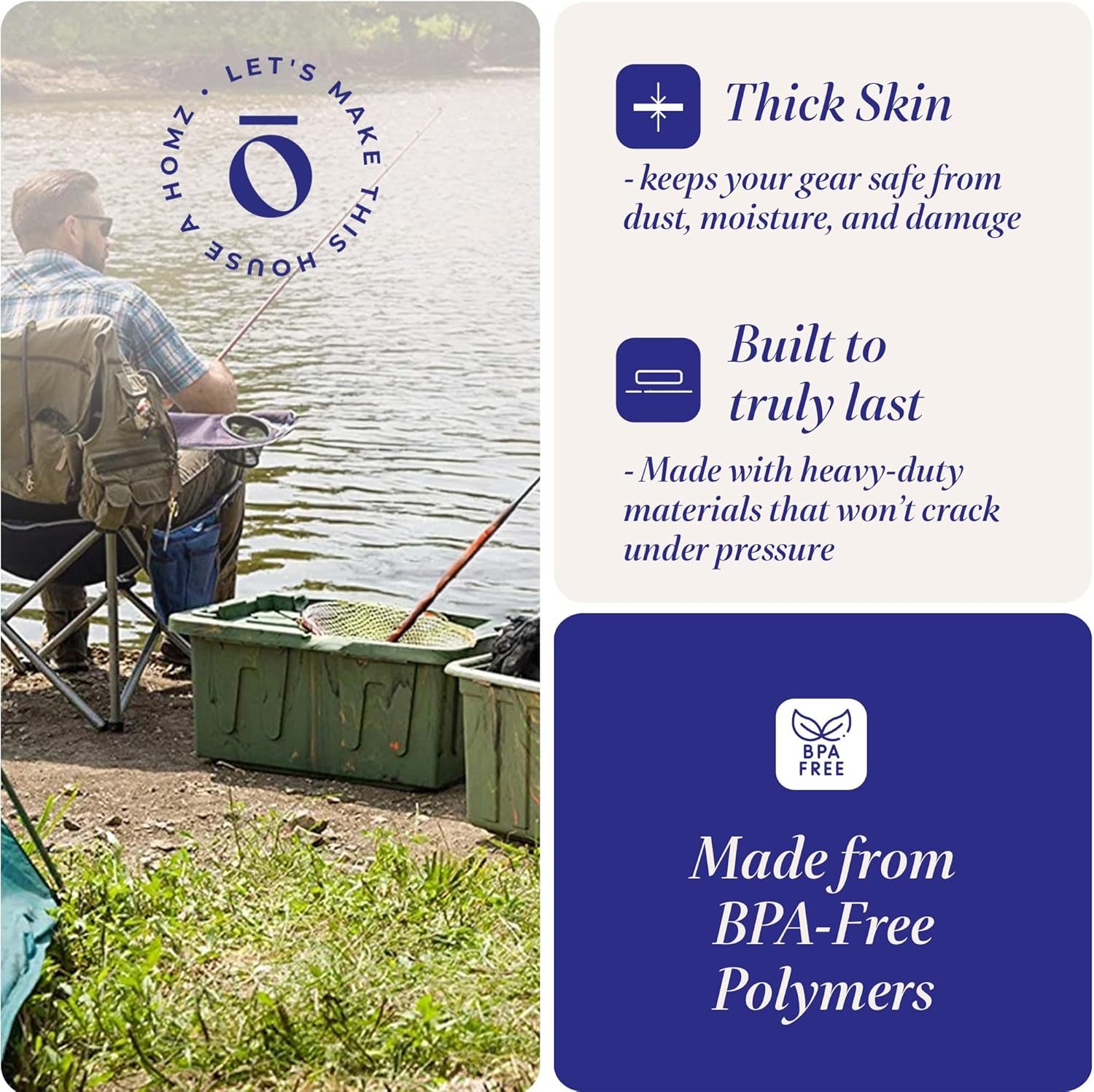 HOMZ 2-Pack Durabilt Tote, Heavy Duty Plastic Storage Bins with Lids, 15 Gallon, Green Camo - Stackable Organizing Containers for Home, Garage, and Office