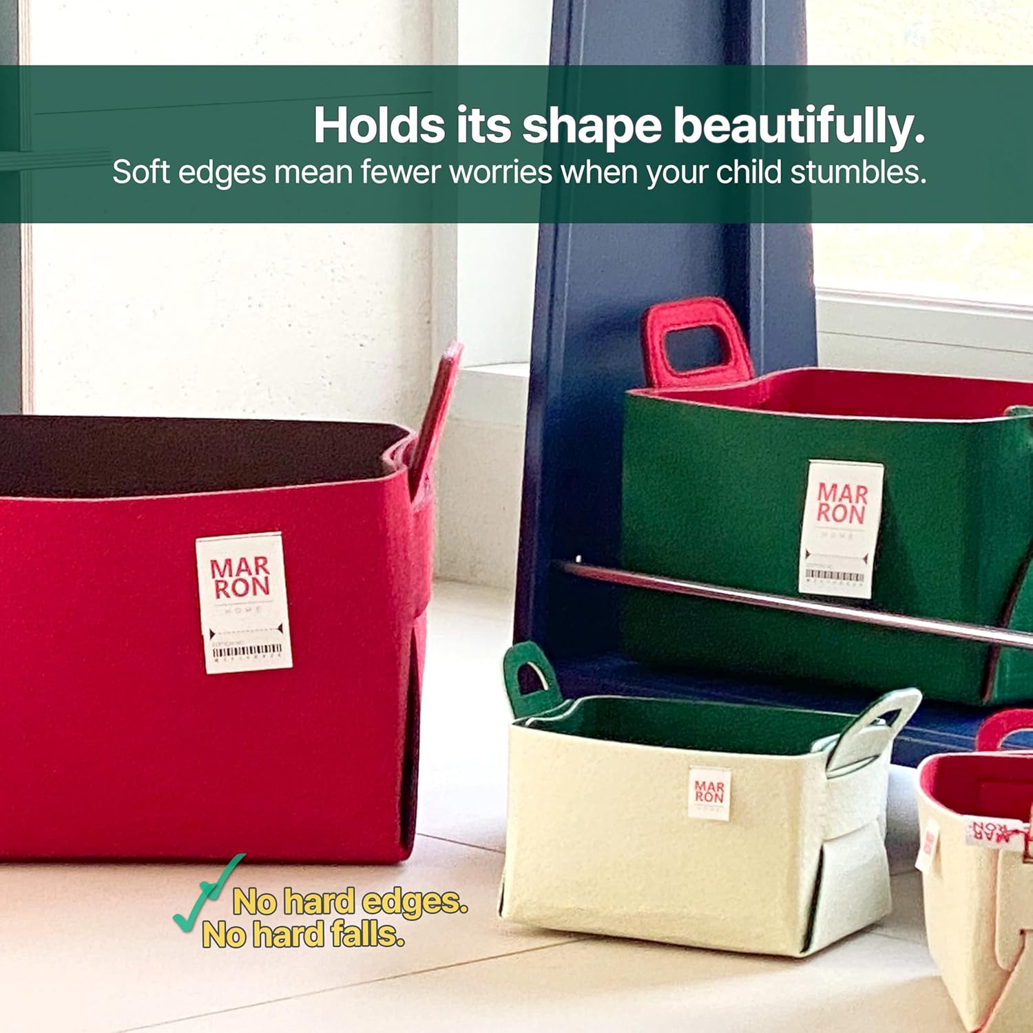 Collapsible Red Choco Felt Storage Bin Small 11"x7.1"x7.1" – Foldable Basket with Handles for Closet, Laundry Room Organization, Decorative Storage Baskets for Shelves Storage