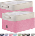 BALEINE 2 Pack Fabric Storage Bins for Shelves, Linen Storage Baskets for Organizing, Decorative Closet Bins for Clothes, Home (Pink, 15''x11''x9.5'')