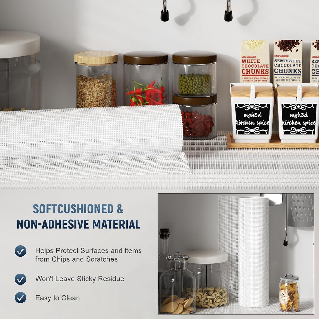 Silicone Non-Slip Shelf Liner - 1 x 12 FT - Drawer Liner, Durable Grip Liner for Kitchen Cabinets, Fridges, Desks