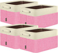 BALEINE 4 Pack Fabric Storage Bins for Shelves, Linen Storage Baskets for Organizing, Decorative Closet Bins for Clothes, Home (Pink, 17''x13''x10.5'')