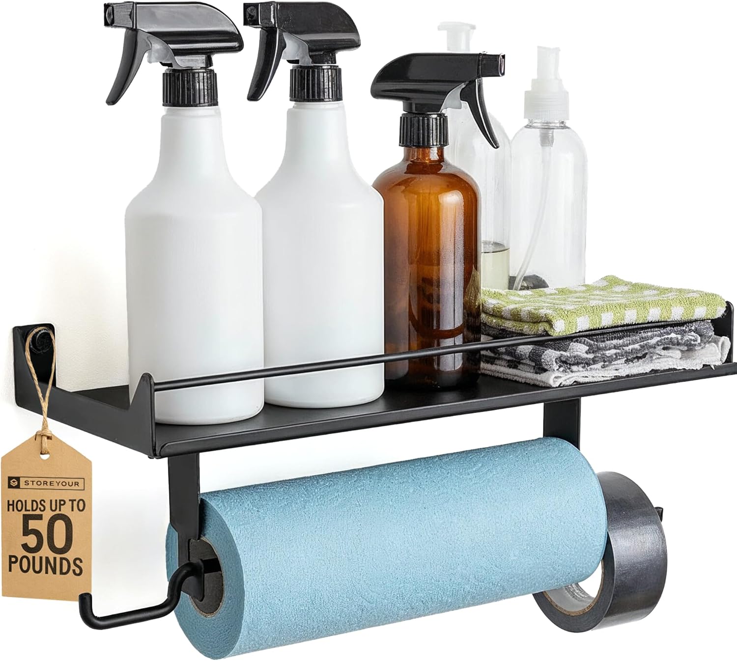 StoreYourBoard Paper Towel Holder Wall Mount – Heavy Duty Paper Towel Holder Mounted for Garage, Workshop, or Utility Room – Space-Saving Garage Shelving & Wall Organizer for Tools, Cleaning Supplies