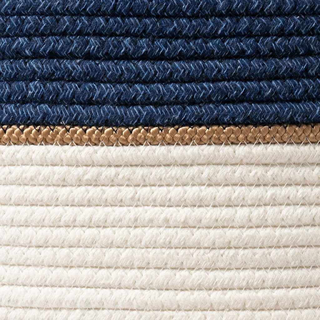 LA JOLIE MUSE Woven Basket Rope Storage Baskets - Large Cotton Organizer, Basket for Baby Blanket, Kids Toy Nursery Laundry Basket Navy Blue XL