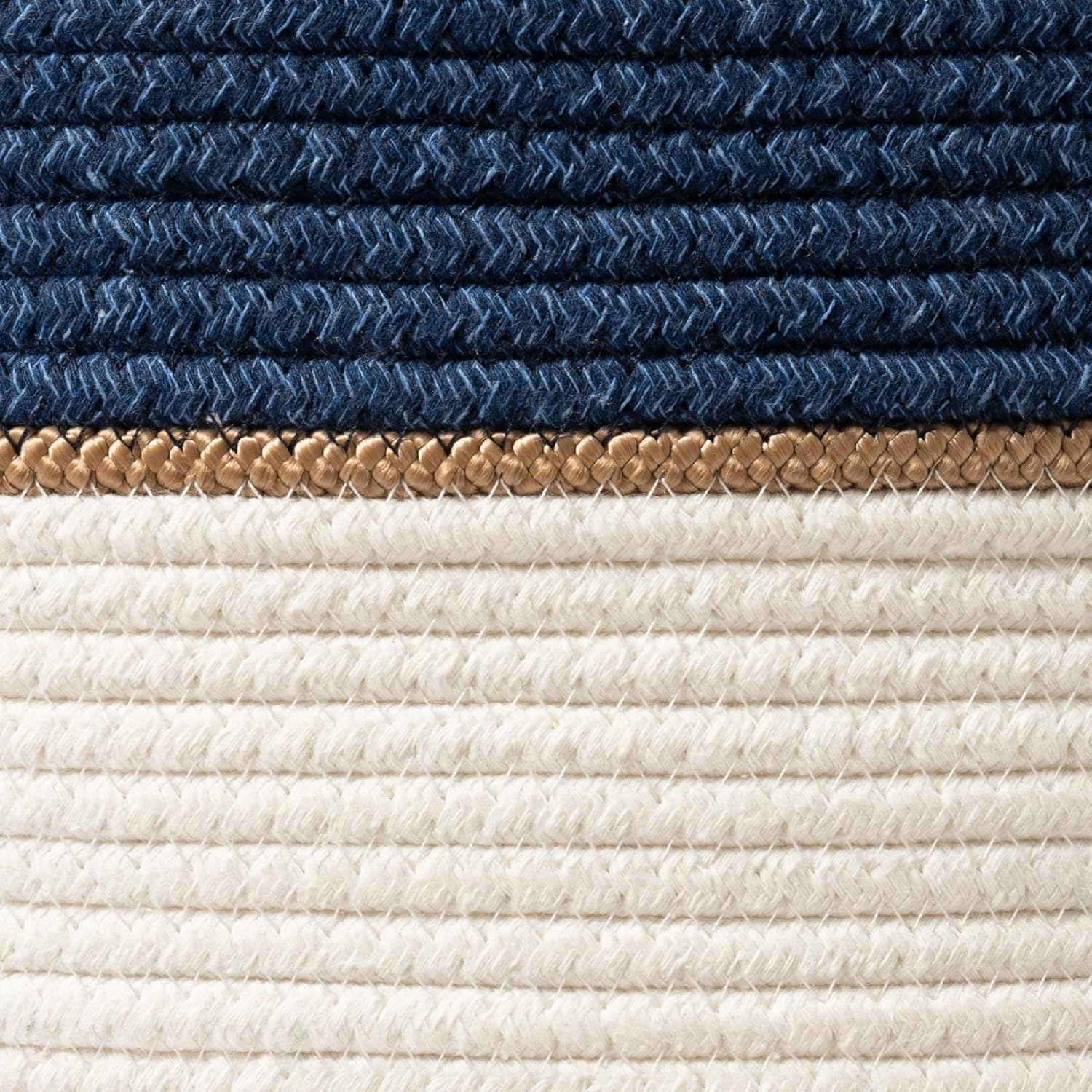 LA JOLIE MUSE Woven Basket Rope Storage Baskets - Large Cotton Organizer, Basket for Baby Blanket, Kids Toy Nursery Laundry Basket Navy Blue XL