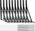 10 Pack L12 x H 8" Heavy Duty Shelf Brackets with Screws Open Floating Shelving Bracket L Brackets Black Metal Shelf Brackets for Shelves, Room, Pantry,Garage