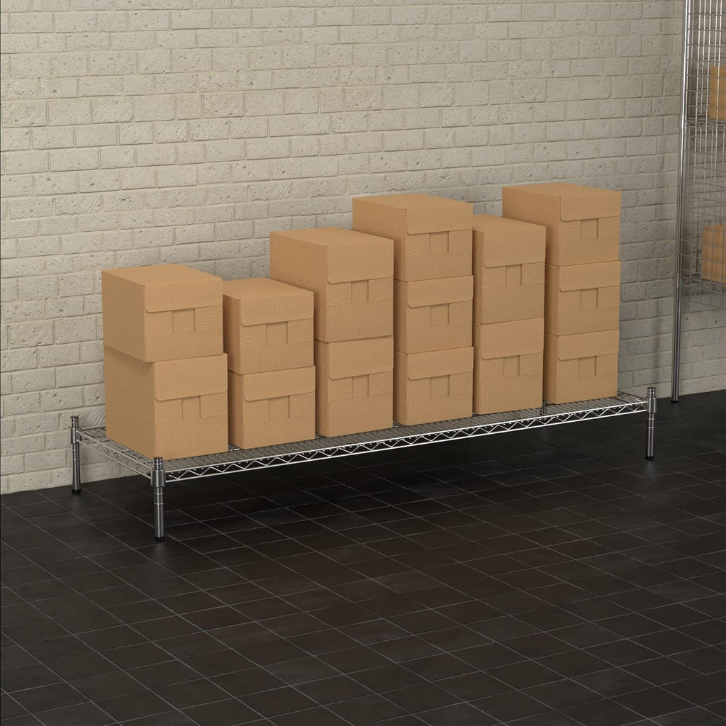 21" x 60" NSF Chrome Wire Stationary Dunnage Storage Rack with 8" Posts, Ideal for Commercial Kitchen, Home, Garage, Warehouse, Shelters