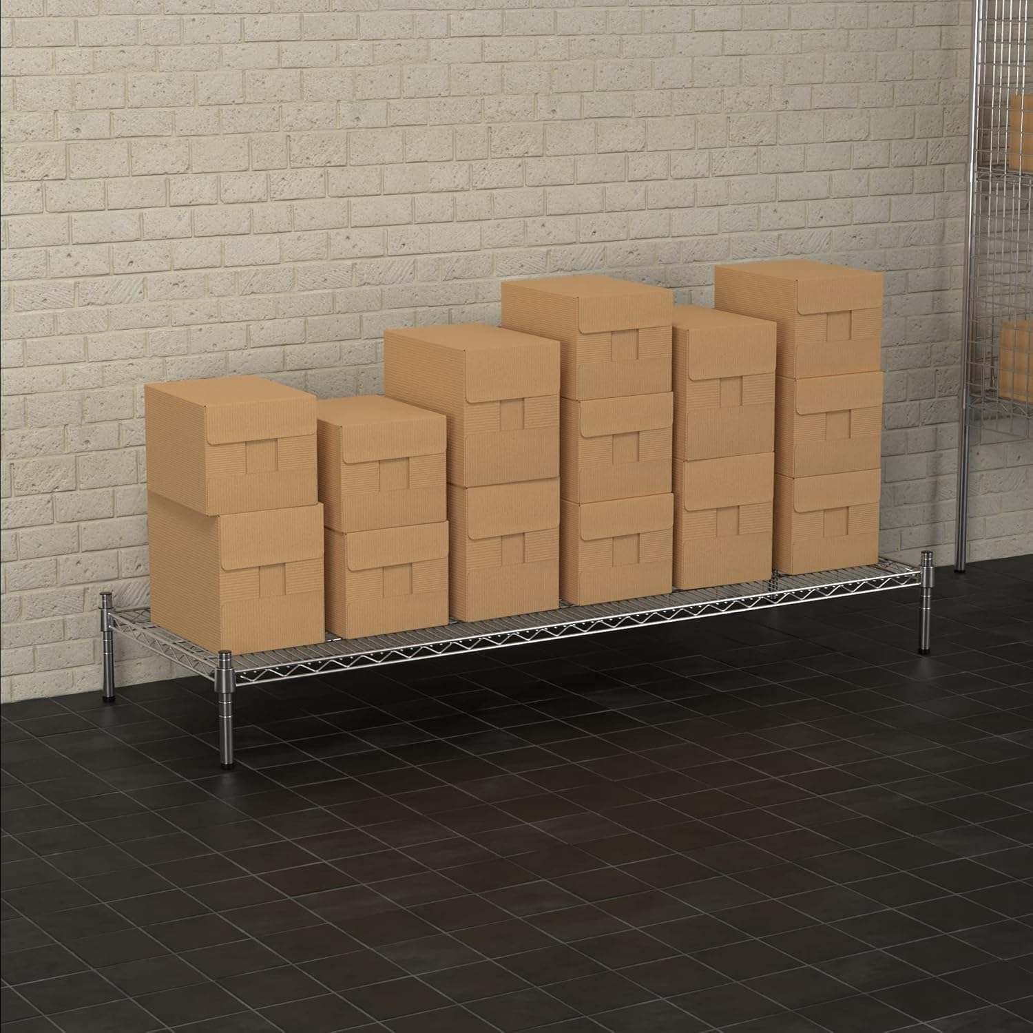 21" x 60" NSF Chrome Wire Stationary Dunnage Storage Rack with 8" Posts, Ideal for Commercial Kitchen, Home, Garage, Warehouse, Shelters