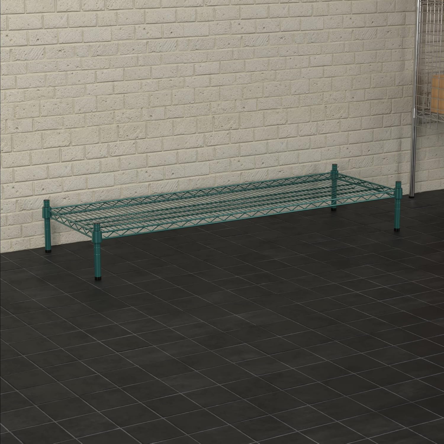 18" x 54" NSF Green Wire Stationary Dunnage Storage Rack with 8" Posts Ideal for Commercial Kitchen Home Garage Warehouse Shelters